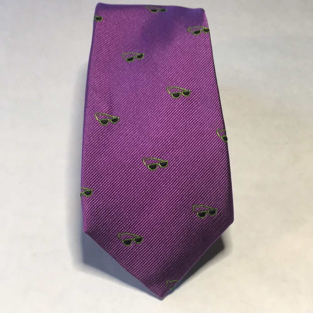Ralph Lauren purple with green sunglasses print tie. NWT